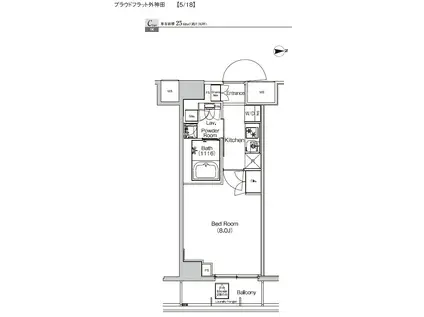 プラウドフラット外神田(1K/9階)の間取り写真