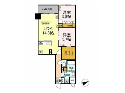 サンジョイアゼロ(2LDK/1階)の間取り写真