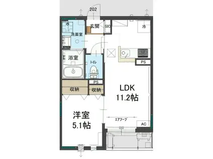 メソンエムティ弐番館(1LDK/2階)の間取り写真