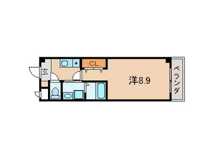 ボヌールS(1K/8階)の間取り写真