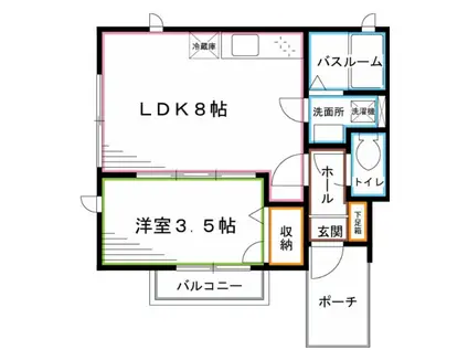 ドエル宮前(1LDK/1階)の間取り写真