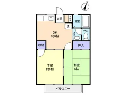 ウィステリア志津(2DK/2階)の間取り写真