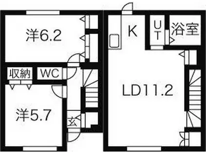 ラヴィーヌ C(2LDK/1階)の間取り写真