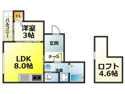QHOUSE桑原(1LDK/2階)の間取り写真
