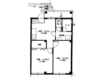サンハイツ(2DK/4階)の間取り写真
