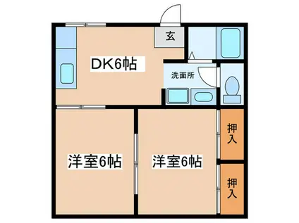 カーサグランメール(2DK/1階)の間取り写真