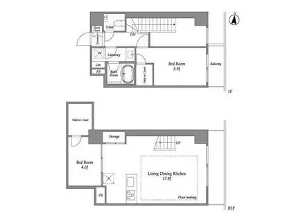 イプセ代々木上原(2LDK/1階)の間取り写真