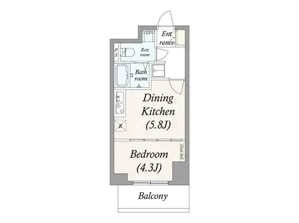 GRAN PASEO浅草入谷(1DK/13階)の間取り写真