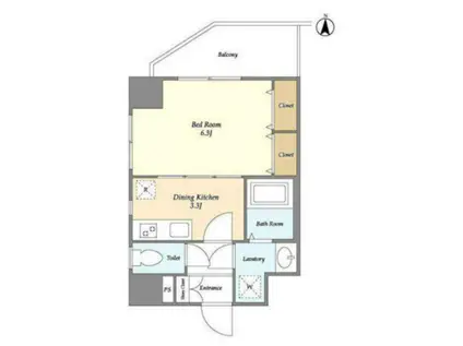 シェル中野弥生町(1K/5階)の間取り写真