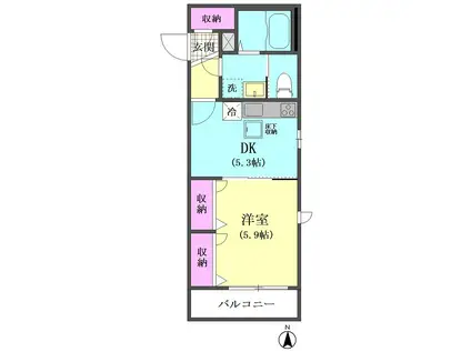 ジュネス山王(1DK/1階)の間取り写真