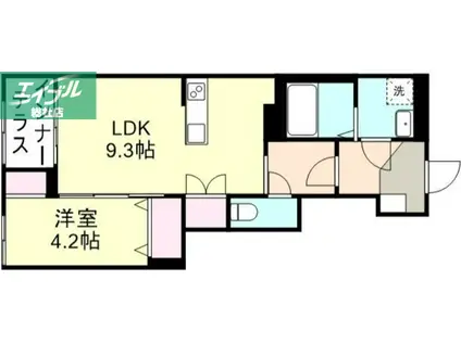 メゾン・ド・コローレ(1LDK/1階)の間取り写真