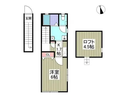 ワイズときわ台(1K/2階)の間取り写真