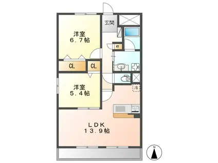 NEO CORONET(2LDK/5階)の間取り写真