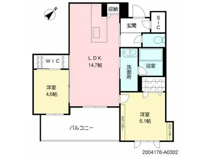 シャーメゾン九品寺プレミアム(2LDK/3階)の間取り写真