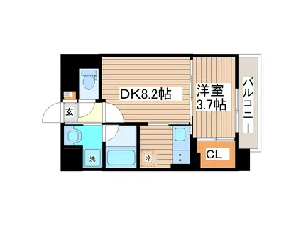 CUBE TERRACE(1DK/3階)の間取り写真
