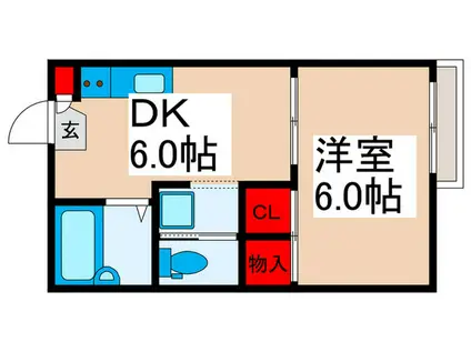 ルピナスD(1DK/1階)の間取り写真