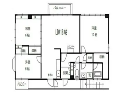 NSビル(3LDK/3階)の間取り写真