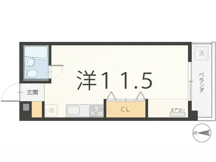 サンハイツ学園(ワンルーム/2階)の間取り写真