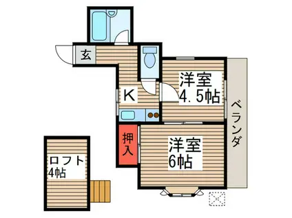 リーフコートA棟(2K/1階)の間取り写真