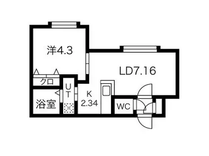 LUXE山鼻(1LDK/4階)の間取り写真