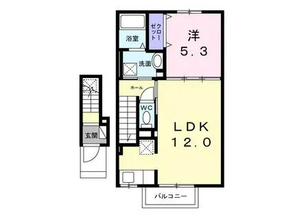 グローブレジデンスI(1LDK/2階)の間取り写真