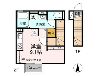 エディフィス(ワンルーム/2階)の間取り写真