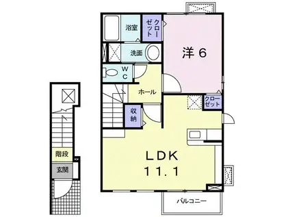 ボローニャV(1LDK/2階)の間取り写真