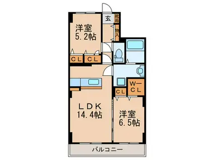 ファミリア伊都(2LDK/2階)の間取り写真