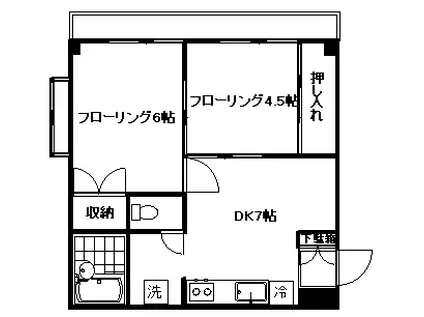 杉山ビル(2DK/2階)の間取り写真