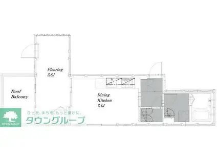 ログライフ上用賀(1DK/3階)の間取り写真
