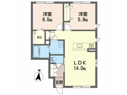 MI FLAT N(2LDK/1階)の間取り写真