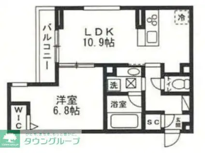 D PAINA 小杉陣屋町III(1LDK/1階)の間取り写真