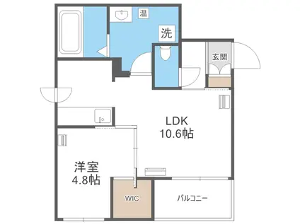 エフュート北円山(1LDK/2階)の間取り写真