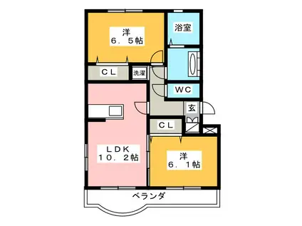 コーポ戸崎(2LDK/1階)の間取り写真