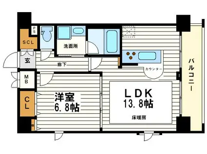 プレサンス本町リアルシティ(1LDK/12階)の間取り写真