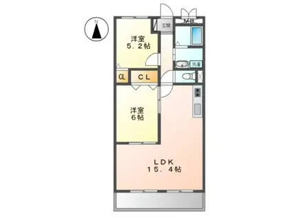 グリーンランド弐番館(2LDK/3階)の間取り写真