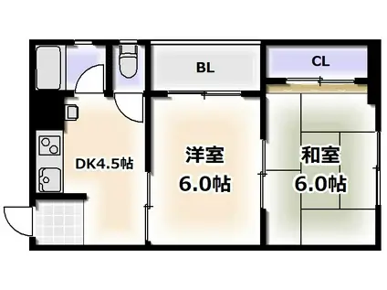 泉第2ハイツ(2DK/4階)の間取り写真