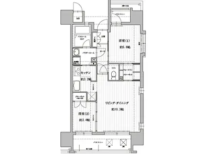 アクタス博多アネックス(2LDK/8階)の間取り写真