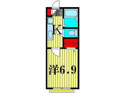 デュナミスI(1K/2階)の間取り写真