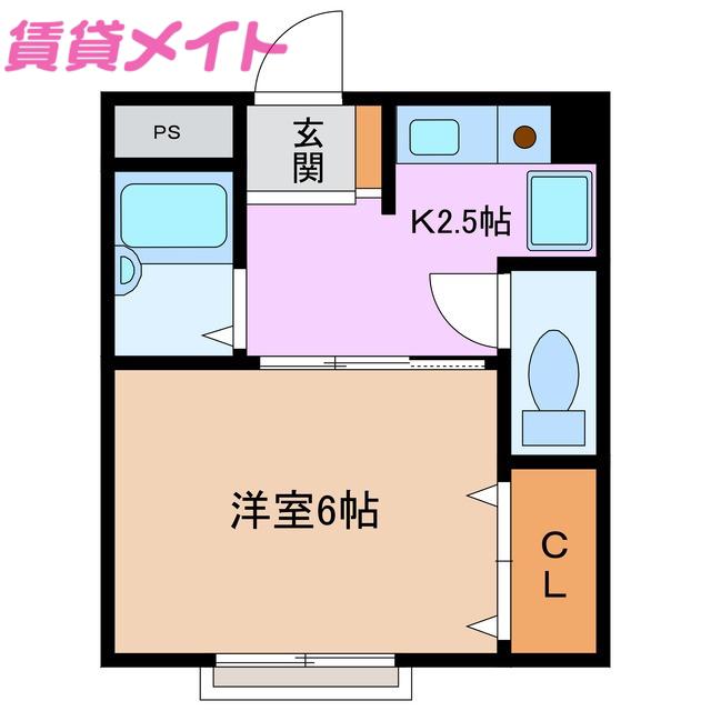 タウニー21(1K/2階)の間取り写真
