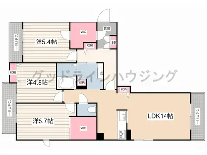イグレック小野(3LDK/3階)の間取り写真