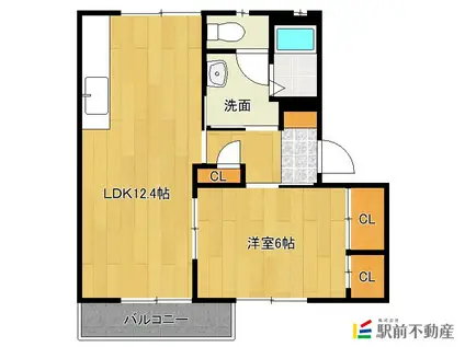 ニュー・サピエB棟(1LDK/2階)の間取り写真