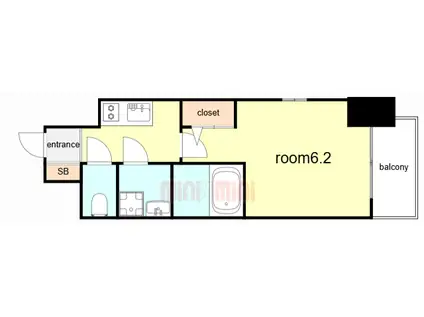 CION KOBE BAYSIDE(1K/2階)の間取り写真