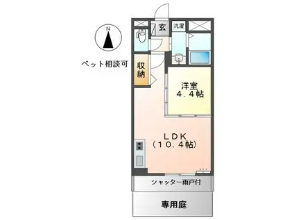 ルーエンハイム クレイン(1LDK/1階)の間取り写真