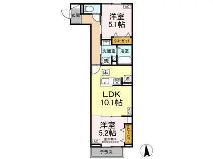 高島平9丁目PJ(2LDK/1階)の間取り写真