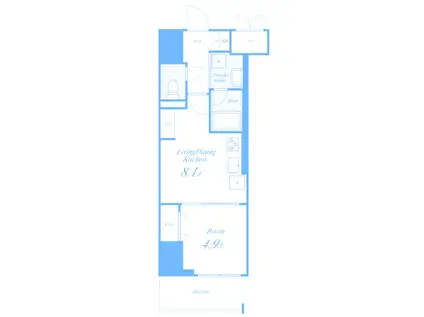 ラフィシア関内(1LDK/4階)の間取り写真