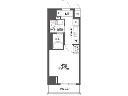 ルクレ上野(1K/6階)の間取り写真