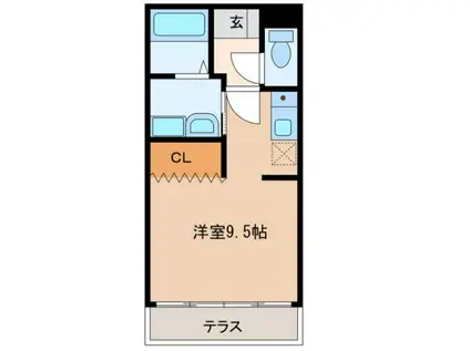 トパーズ(ワンルーム/1階)の間取り写真