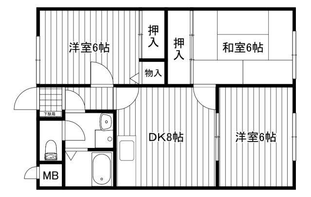 第7森本ビル(3DK/3階)の間取り写真