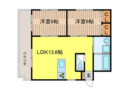 TKハウス(2LDK/3階)の間取り写真
